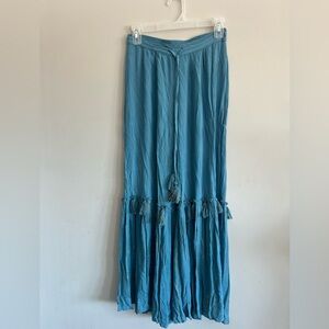Turks & Caicos Blue Denim Tiered Wide Leg Pants Size S NWT